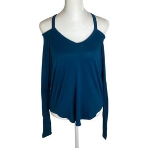 Fall 2016 Express XS Dark Blue Cold Shoulder Long Sleeve Blouse
